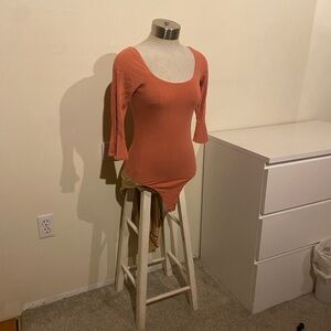 Abercrombie & Fitch Ribbed Knit in Warm Orange Snap Leotard